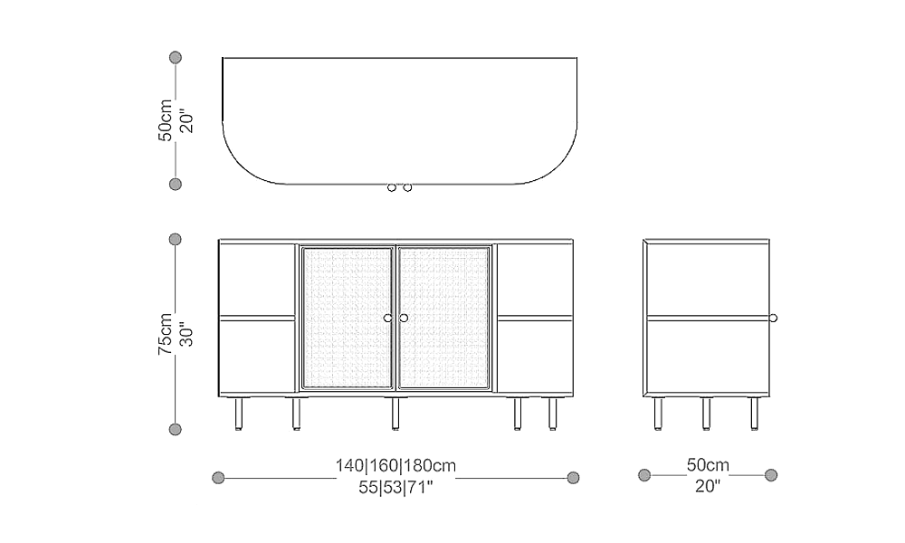 Image of the main dimensions of the product